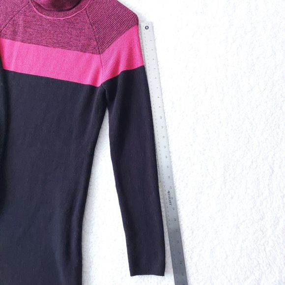 Calvin Klein Mock Neck Color Block Black and Pink Sweater Dress Women's Size M - Picture 7 of 13